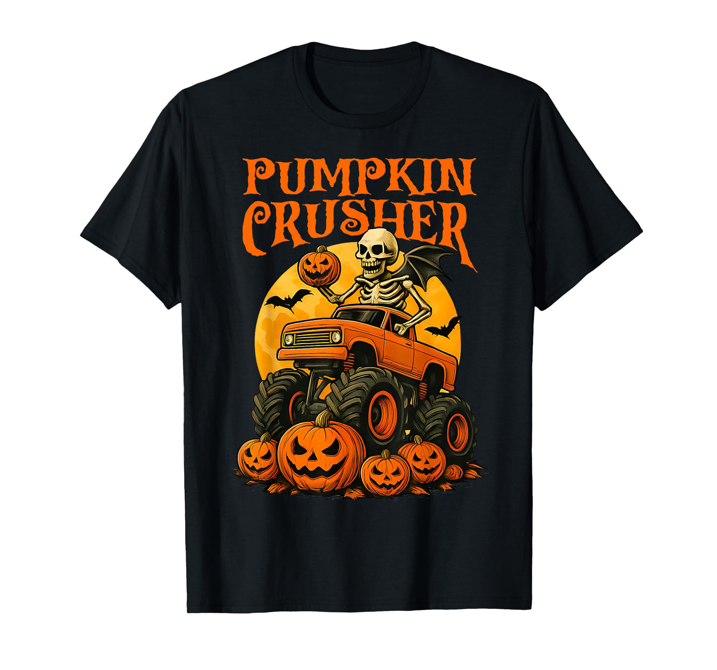 Halloween Pumpkin Crusher Skeleton Monster Truck Toddler Boy T-Shirt