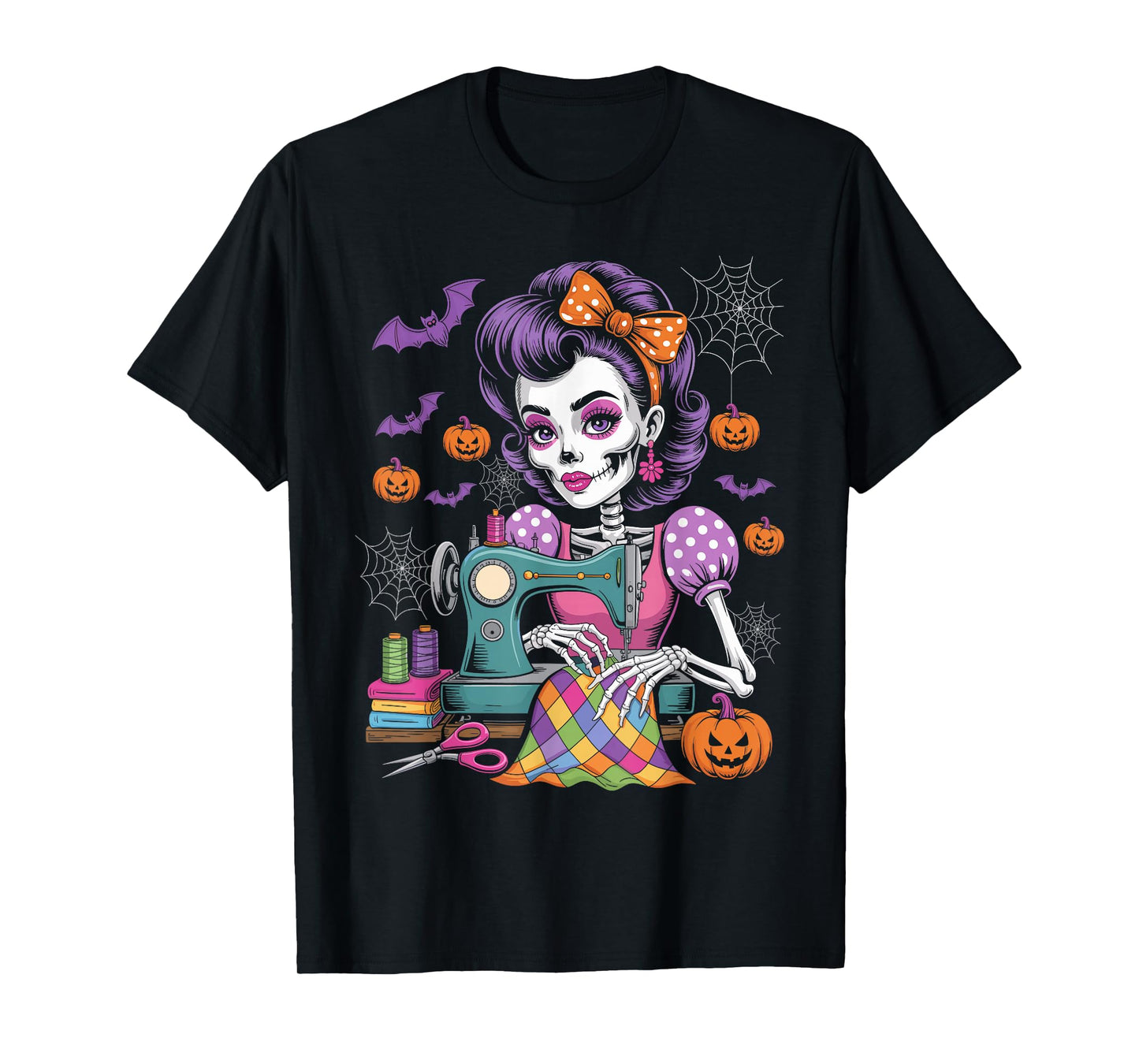 Sewing Skelton Costume for Women, Cute Quilting Halloween T-Shirt