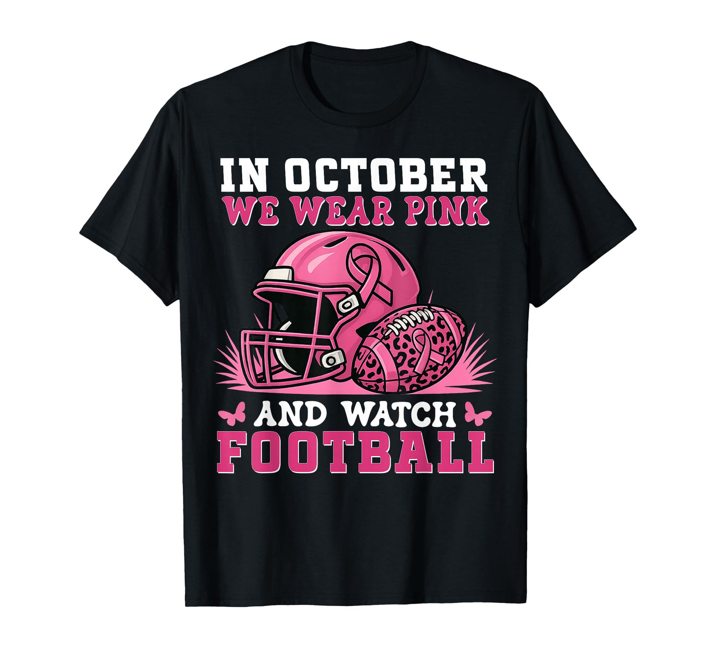 Football Breast Cancer Halloween in October we wear Pink Men T-Shirt