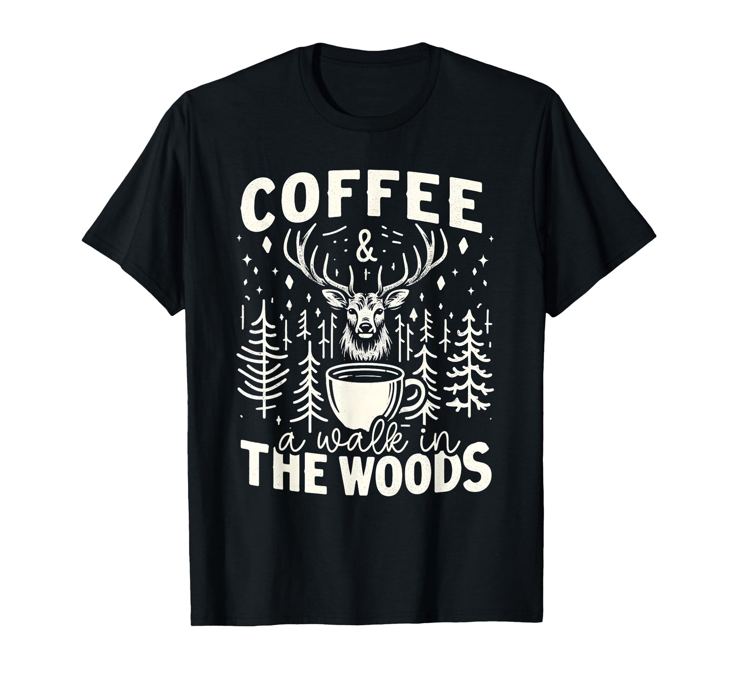 Rustic Coffee & Woods Deer Design Vintage Style T-Shirt