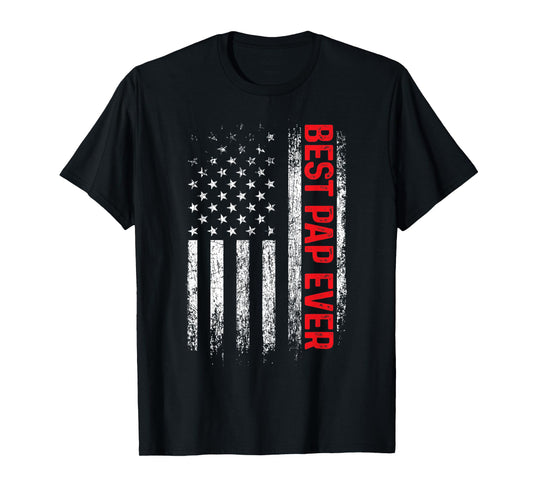 Mens Best Pap Ever American Flag Father's Day T-Shirt