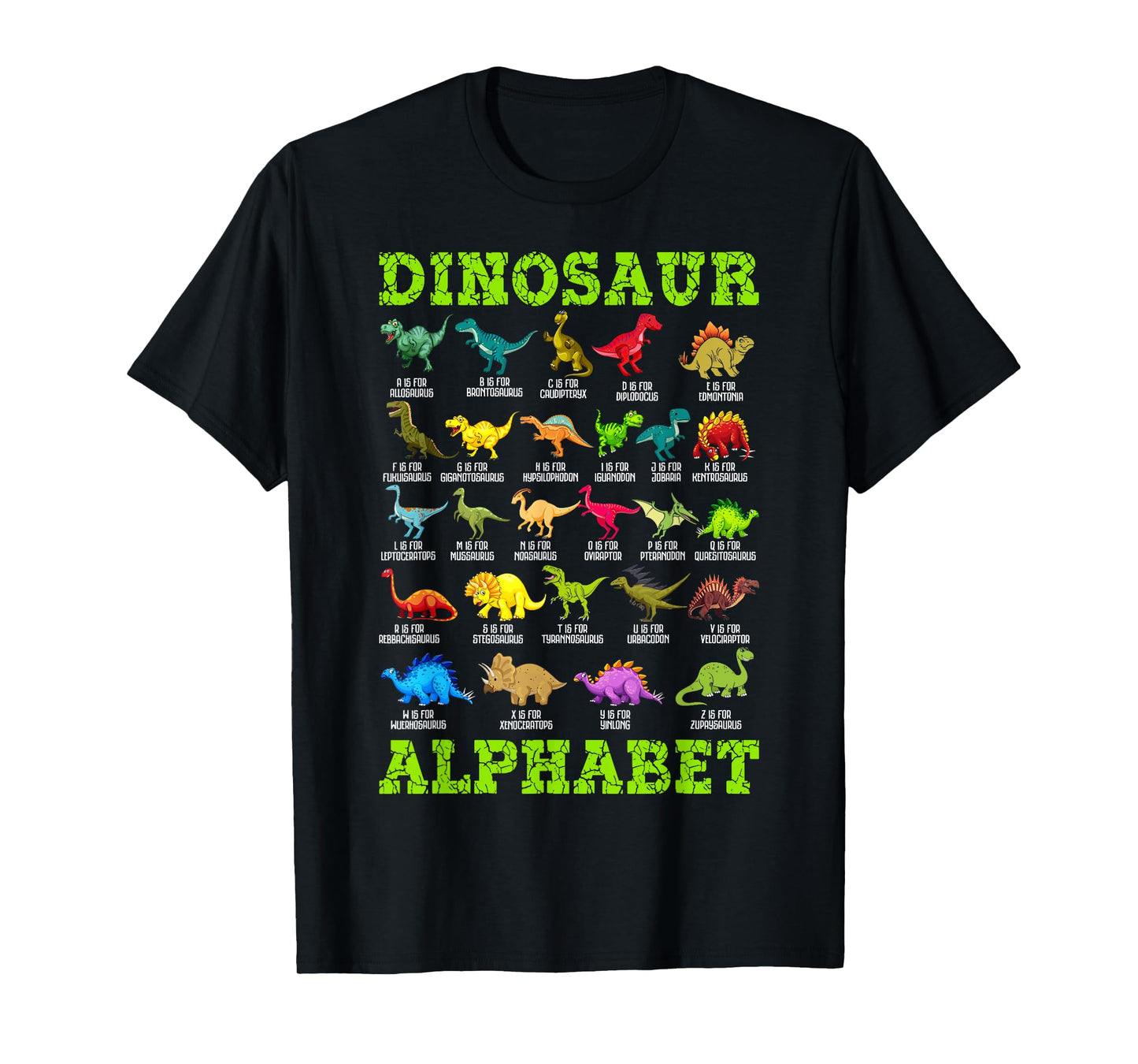 Types of Dinosaurs Alphabet A-Z ABC Dino Boys Kids Girls T-Shirt