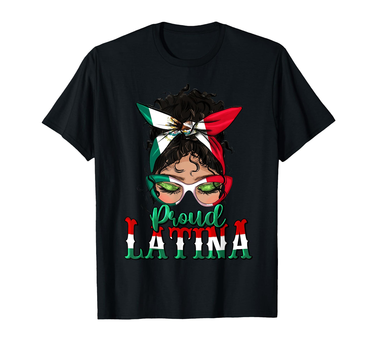 Proud Latina Messy Bun Mama Lady Girl Mexican Cinco De Mayo T-Shirt