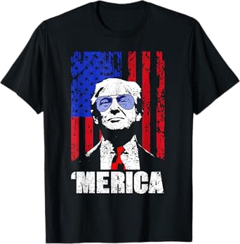 'MERICA TRUMP Happy 4th Of July Trump American Flag Gifts T-Shirt