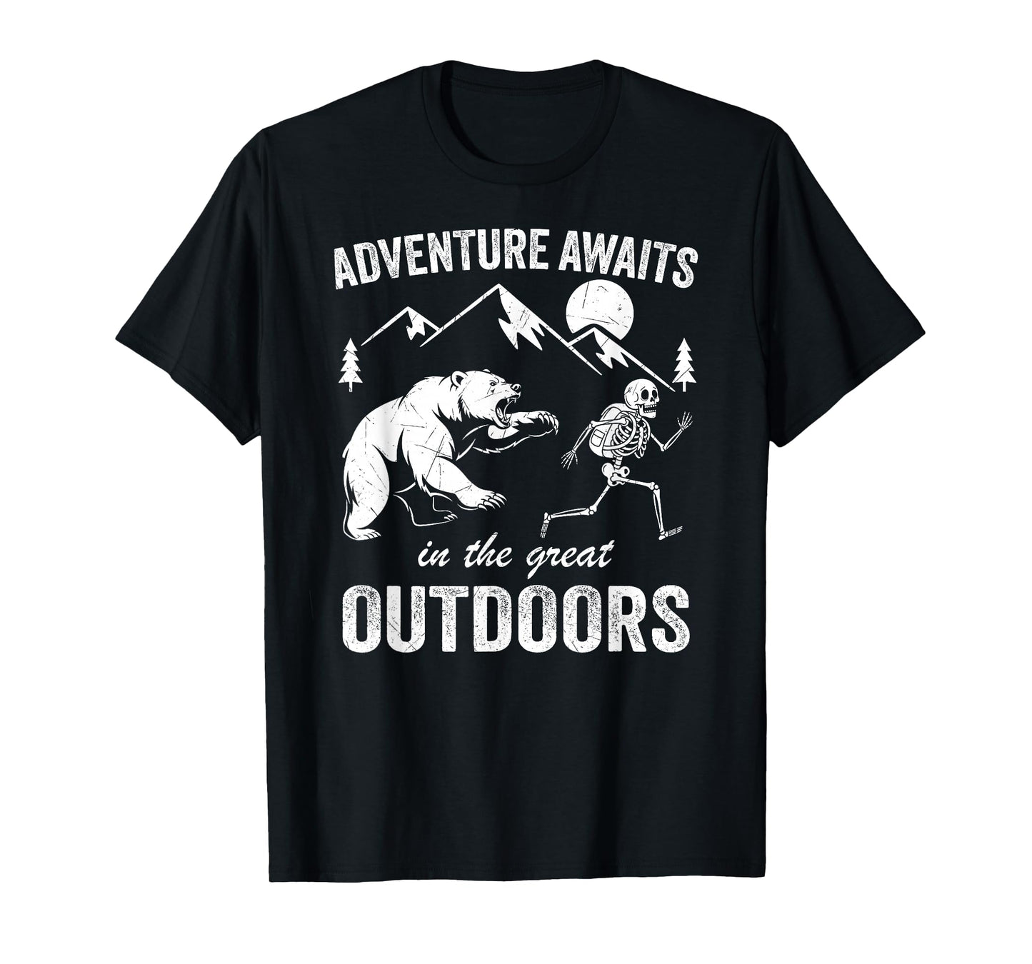 Adventure Awaits Skeleton Hiker Spooky Hiking Backpacking T-Shirt