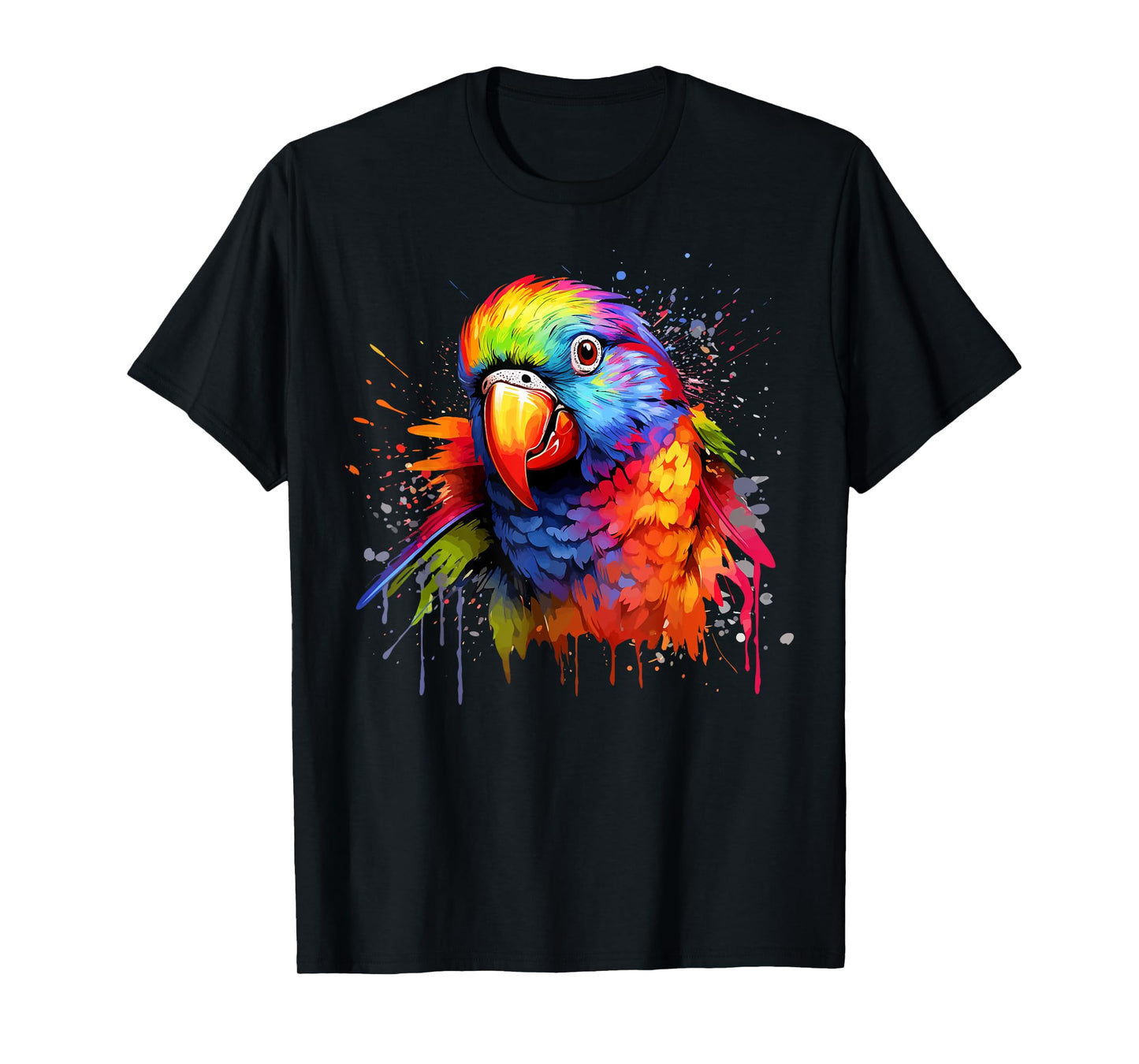 Colorful Splash Art Rainbow Lorikeet Parrot Lover T-Shirt
