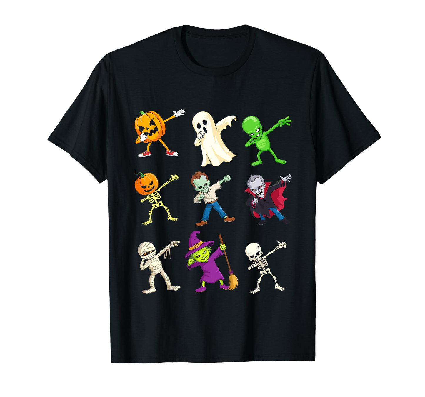 Kids Halloween Dab Pumpkin Skeleton Ghost Alien Zombie Costume T-Shirt