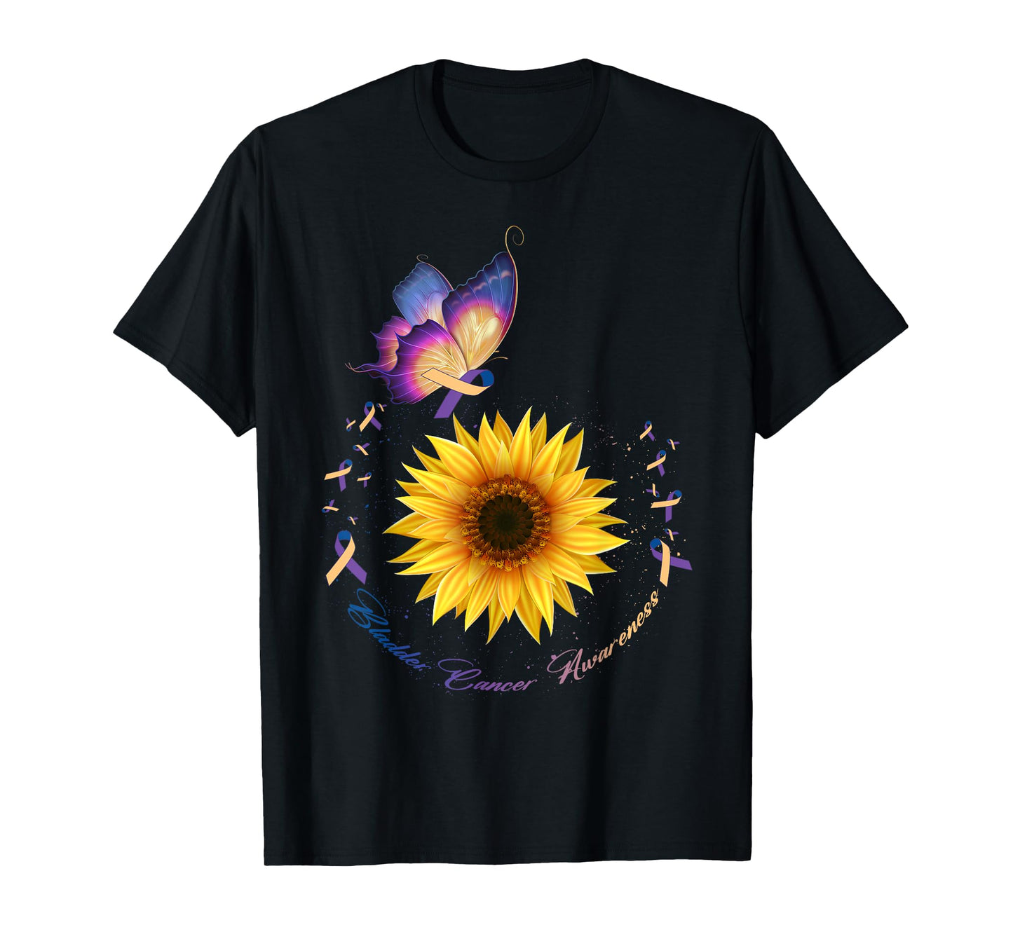 Butterfly & Sunflower Bladder Cancer Awareness Month Warrior T-Shirt