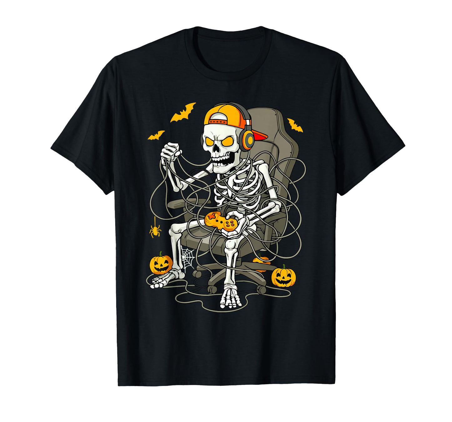 Funny Halloween Skeleton Gamer Video Gaming Boys Men Kids T-Shirt