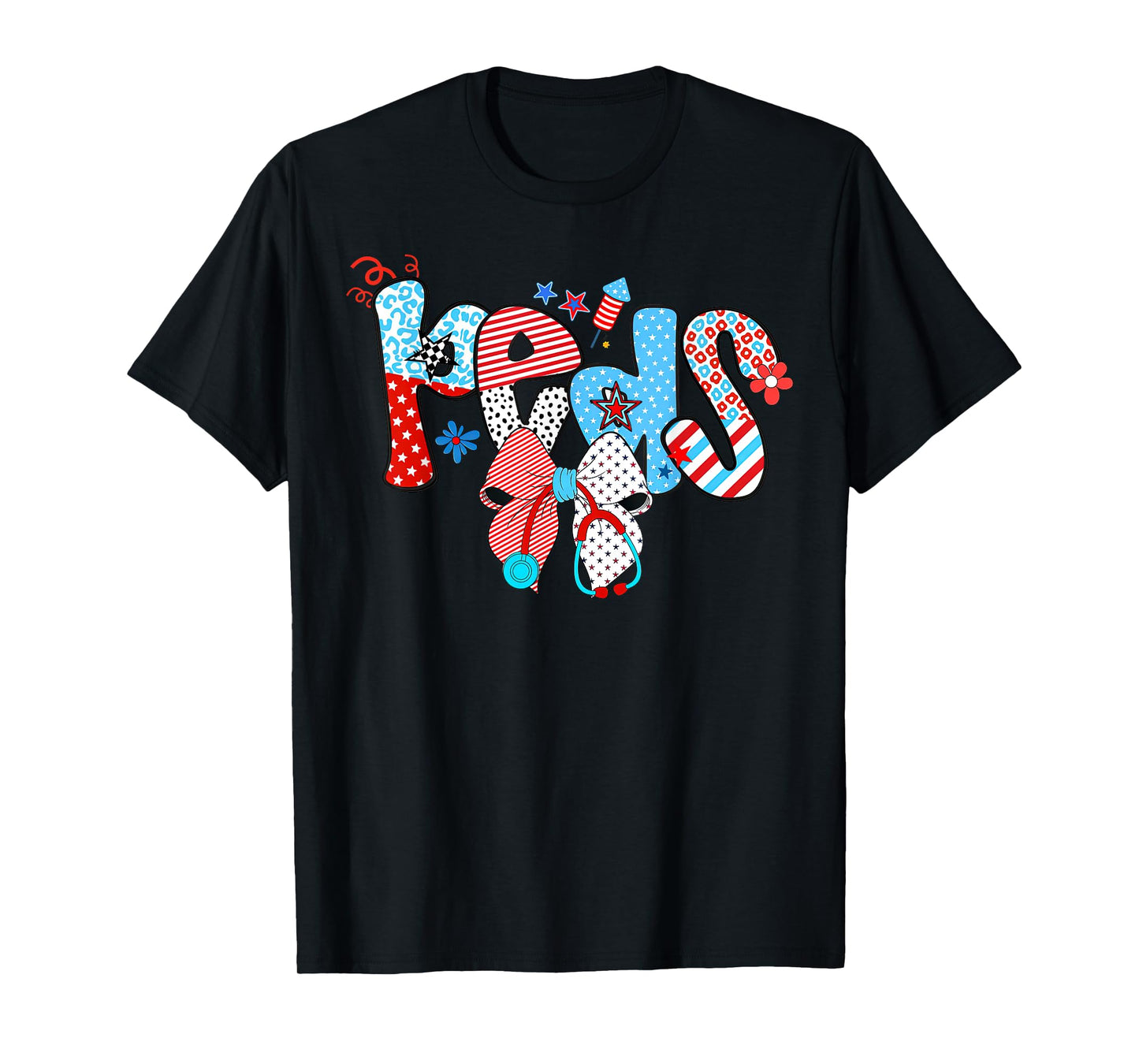4th Of July PEDS Nurse Coquette Bow Pediatric Nurse RN Crew T-Shirt