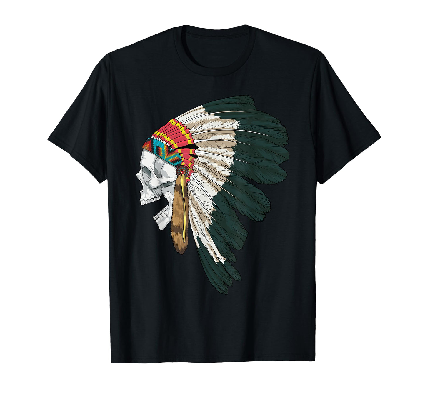 American Skull Native Indian Eagle Chief Tribal Headdress T-Shirt