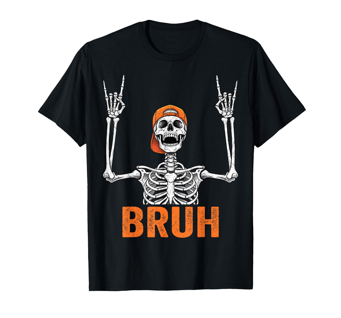 Bruh Punk Rock Skeleton Cool Rocker Halloween Men Boys Kids T-Shirt