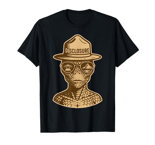 Disclosure Reptilian Park Ranger Alien Retro Graphic T-Shirt