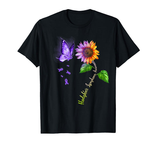 Butterfly Sunflower Hodgkin's Lymphoma Awareness T-Shirt
