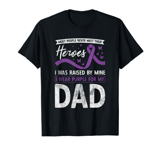 I Wear Purple For My Dad Heroes Pancreatic Cancer Awareness T-Shirt