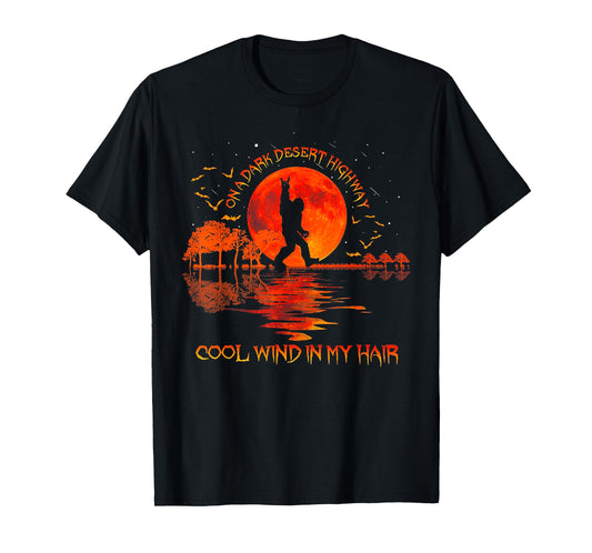 Bigfoot On A Dark Desert Highway Hand Rock And Roll T-Shirt