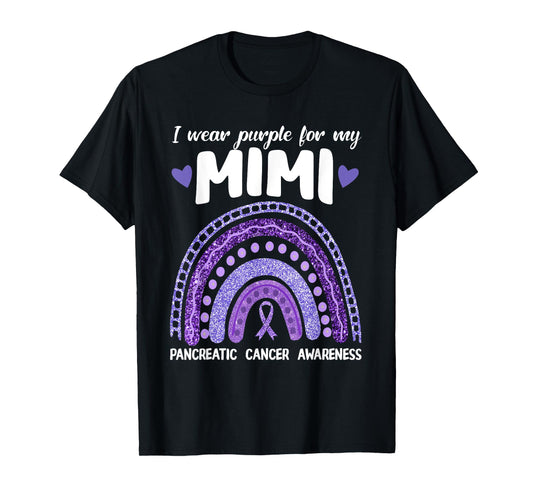 I Wear Purple For My Mimi Pancreatic Cancer Rainbow T-Shirt
