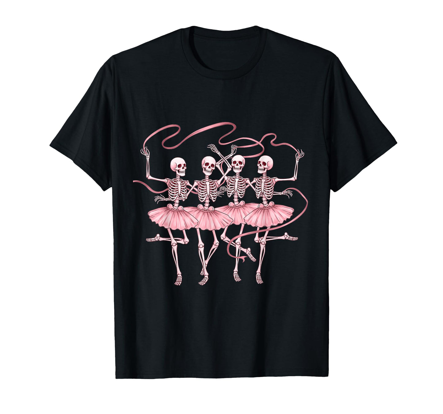 Breast Cancer Awareness Warrior Dancing Skeleton Pink Ribbon T-Shirt