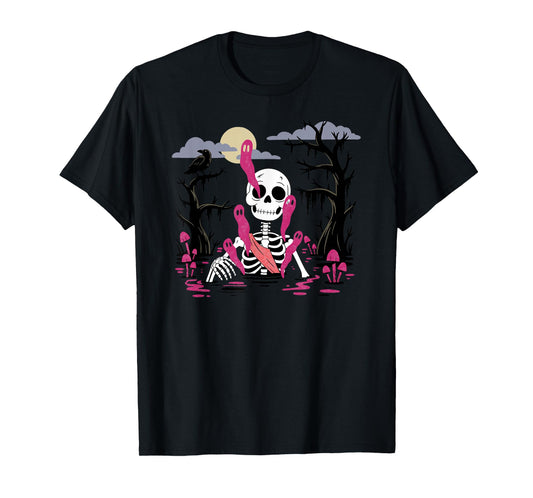 Creepy Cute Halloween Skeleton Pink Swamp Ghost T-Shirt