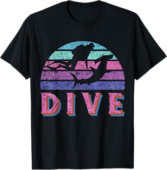 Dive Hammerhead Shark Retro Vintage Pink Purple Scuba Diving T-Shirt