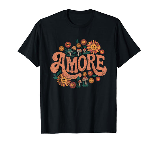 Amore Happy Vintage Cute Mushrooms Nature T-Shirt