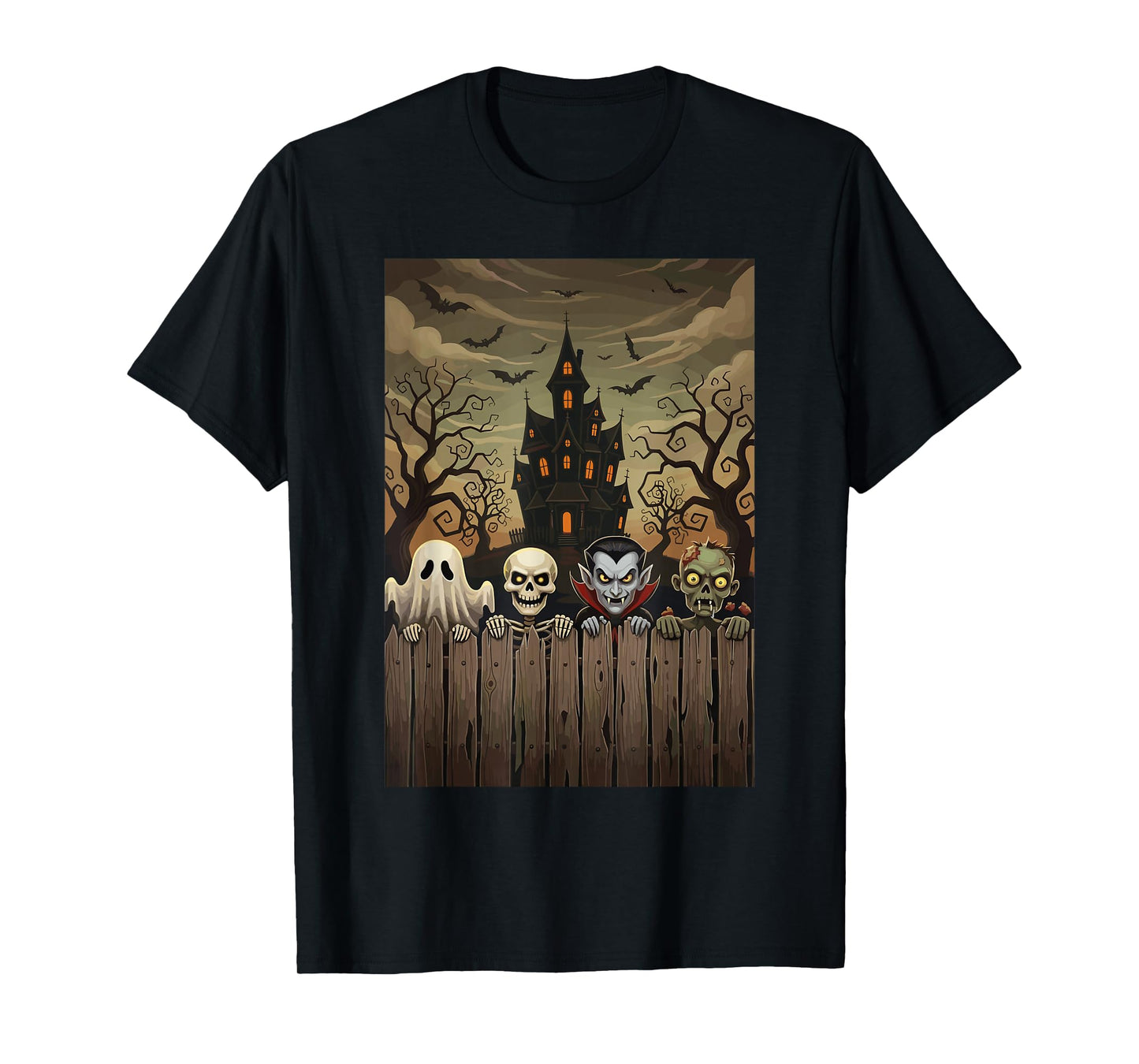 Halloween Skeleton Boo Vampire Zombie Scary Squad T-Shirt