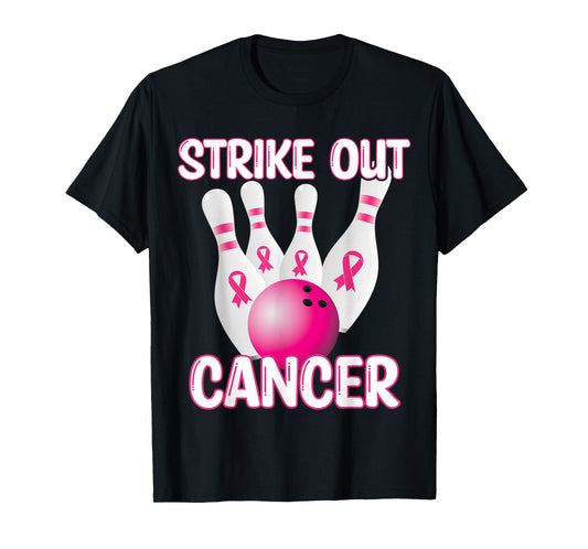 Strike Out Breast Cancer Awareness - Bowling Pink Ribbon T-Shirt