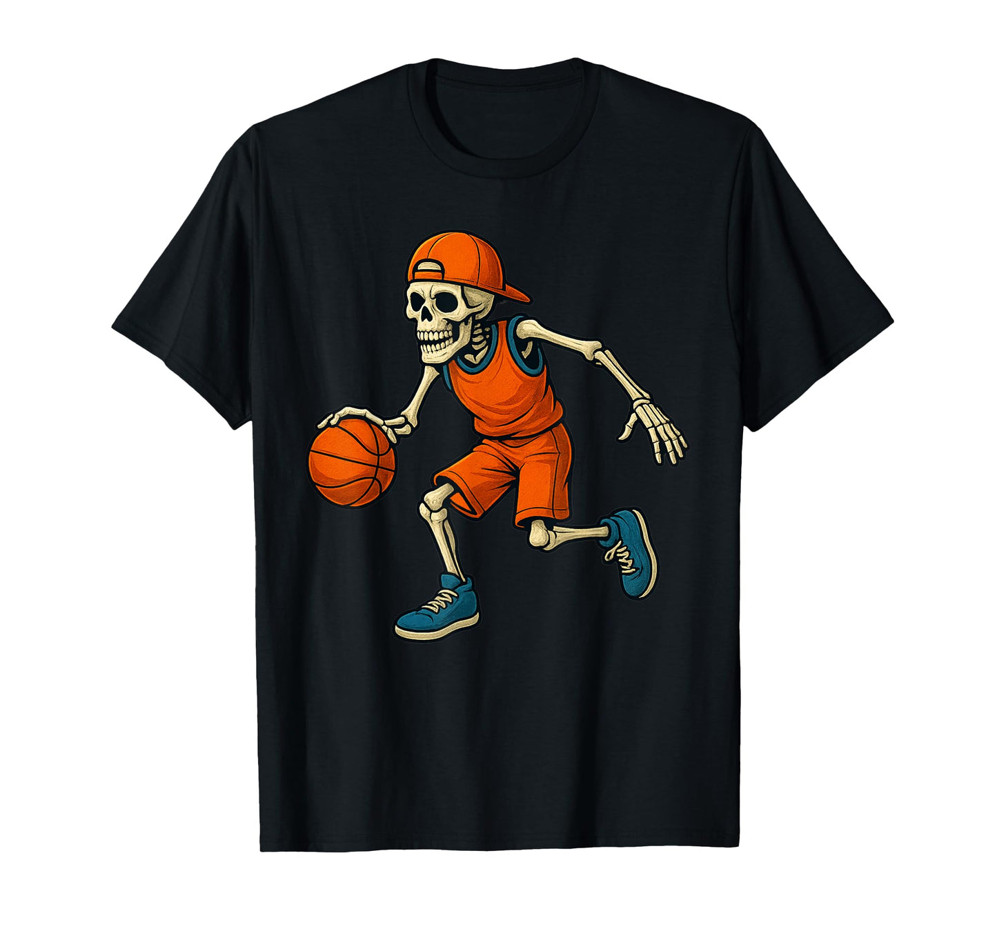 Basketball Skeleton Halloween Spooky Boys Basketball Player T-Shirt