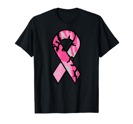 Breast Cancer Awareness Ribbon Pink Survivor Camo T-Shirt
