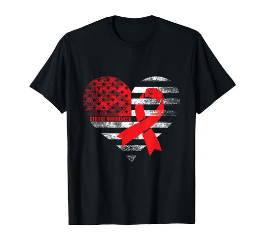 American Heart Ribbon - Stroke Survivor T-Shirt