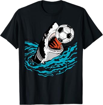 Soccer Shark Playing Ball Cool Animal Sports Lovers Gifts T-Shirt