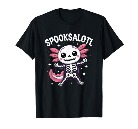 Axolotl Halloween Spooky Moonlit Pumpkin Party T-Shirt