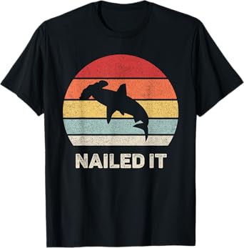 Retro Nailed It Hammerhead Shark Funny Shark T-Shirt