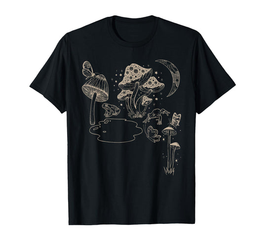 Cute Butterflies Frog Mushroom Cottagecore Aesthetic T-Shirt