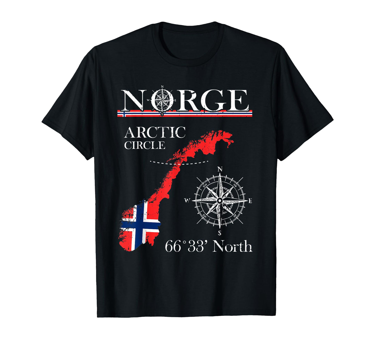Norge Arctic Circle - Polar North Norway Norwegian Flag T-Shirt