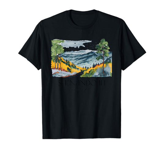 Cool Shenandoah National Park Hiking Watercolor Graphic T-Shirt