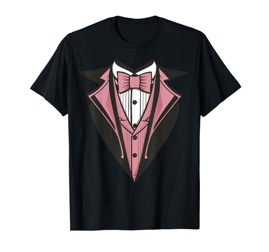 Kids Adult Pink Tuxedo, Toddler Tux Costume Youth Tux T-Shirt