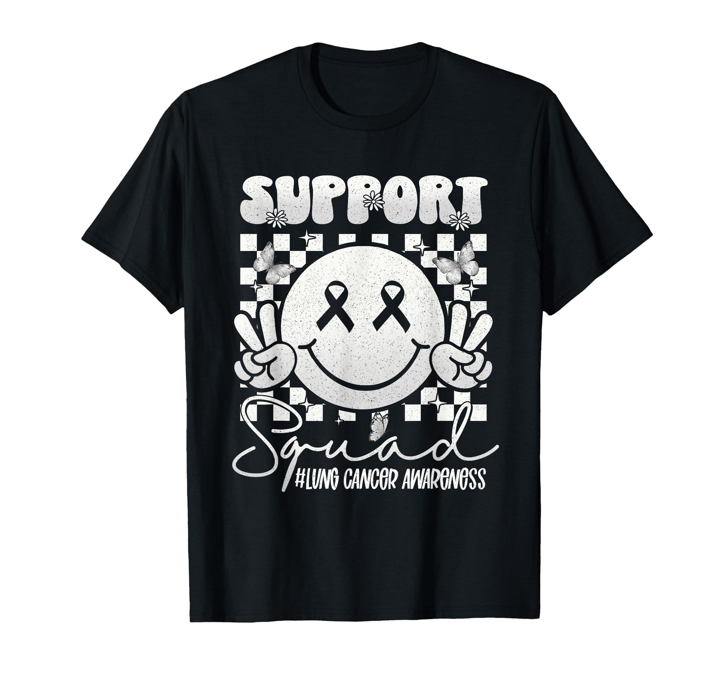 Lung Cancer Awareness Smile Face Support White Ribbon T-Shirt