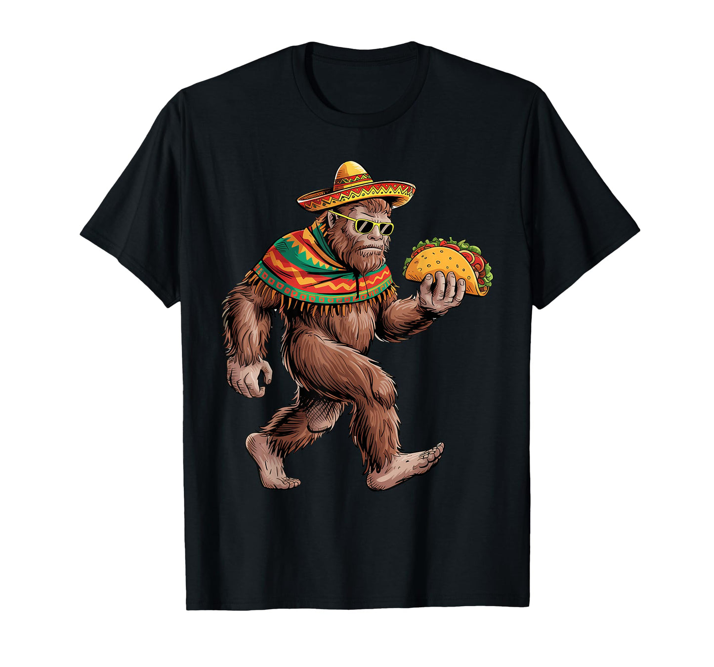 Sasquatch Sombrero Poncho Carrying Taco Cinco De Mayo Men T-Shirt