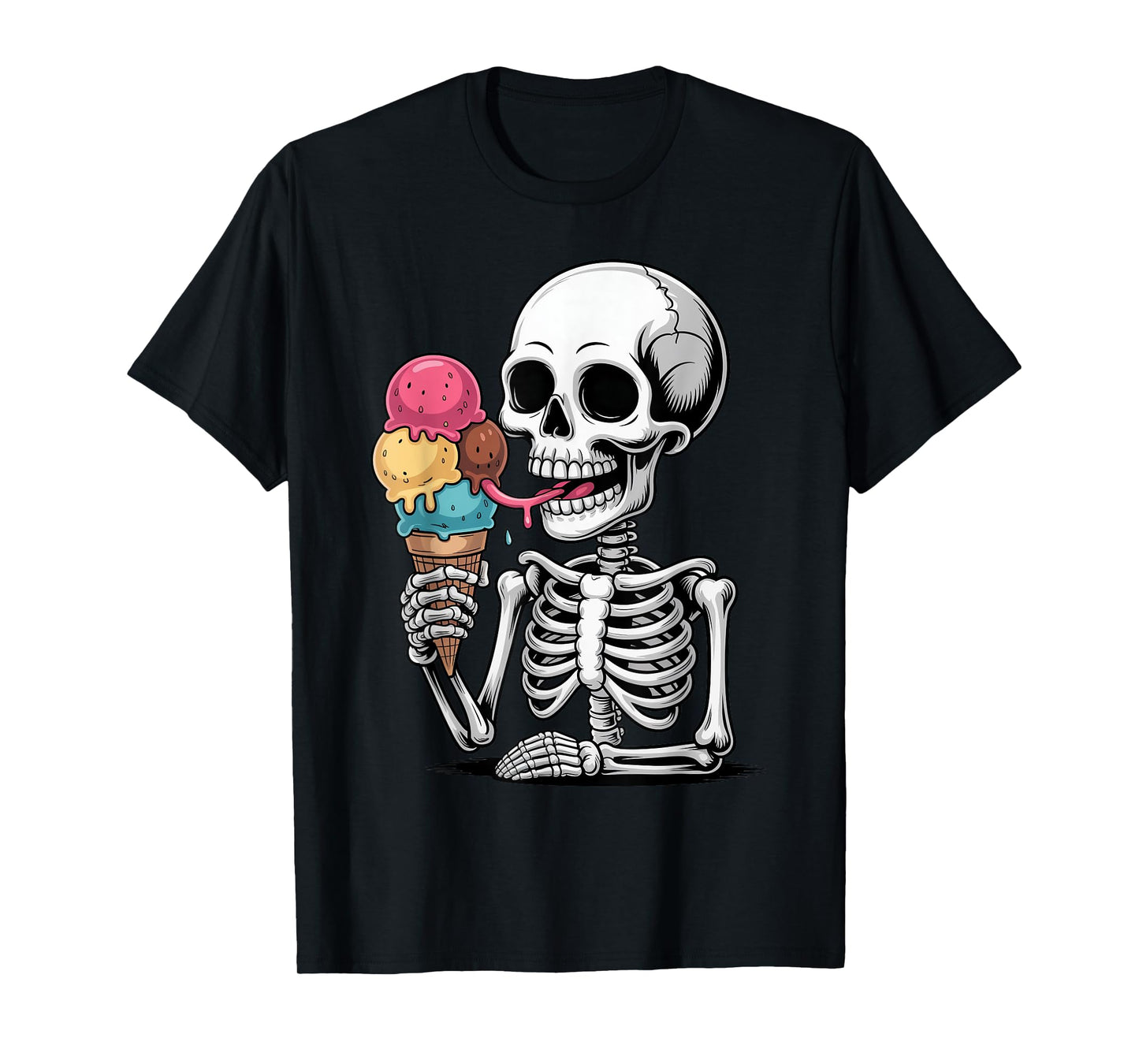 Halloween Skeleton Eating Ice Cream Kids Trick or Treat T-Shirt