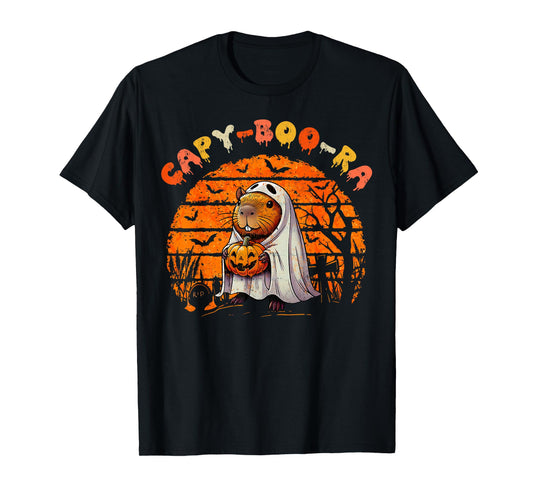Capy-Boo-Ra Cute Capybara Boo Ghost Funny Cappy Halloween T-Shirt