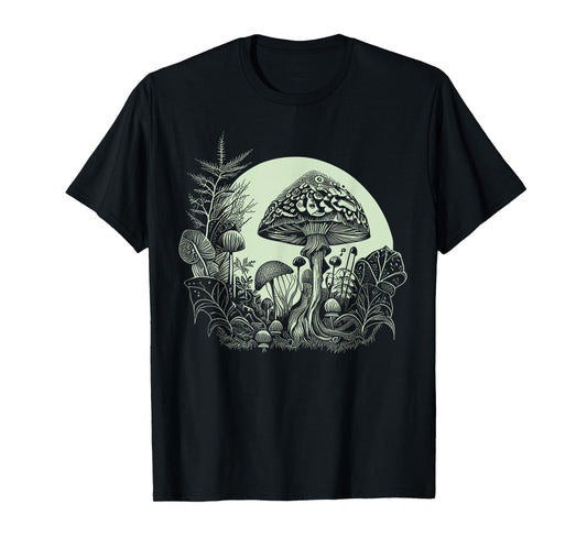 Cottagecore Moon Mushrooms Plants and Trees T-Shirt
