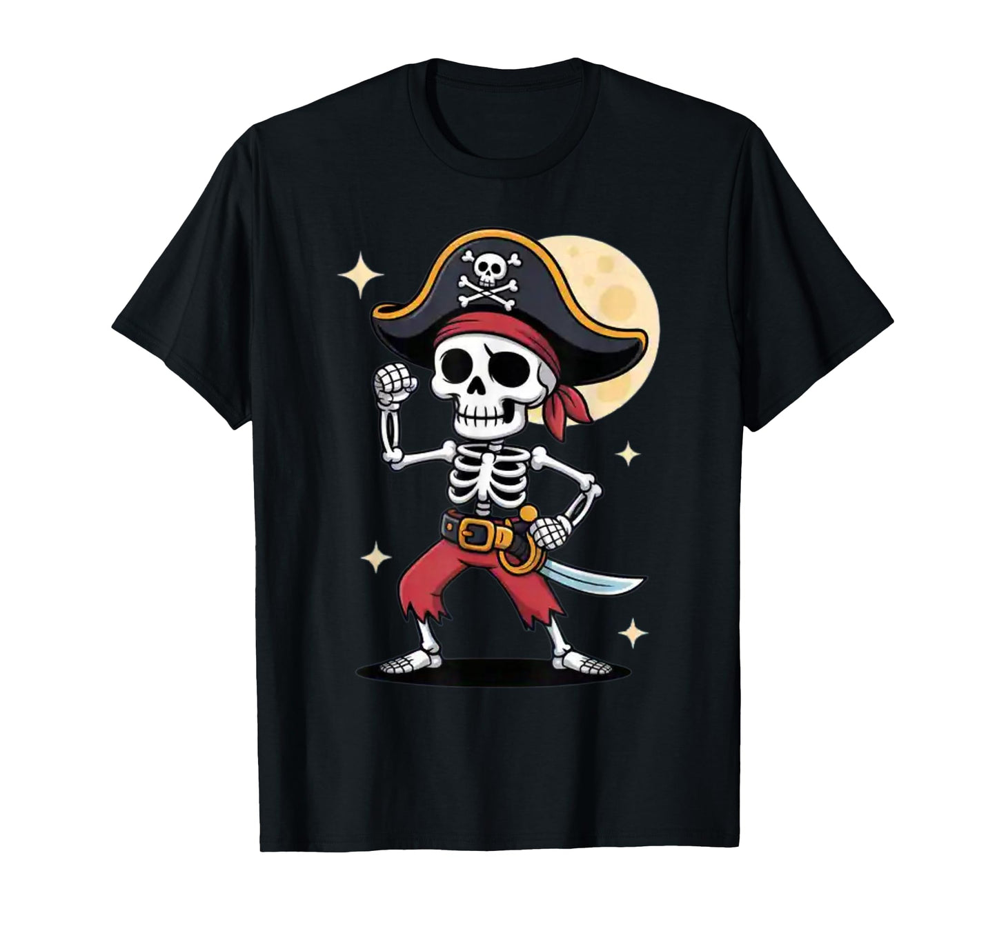 Jolly Roger Halloween Spooky Bones Pirate Captain T-Shirt