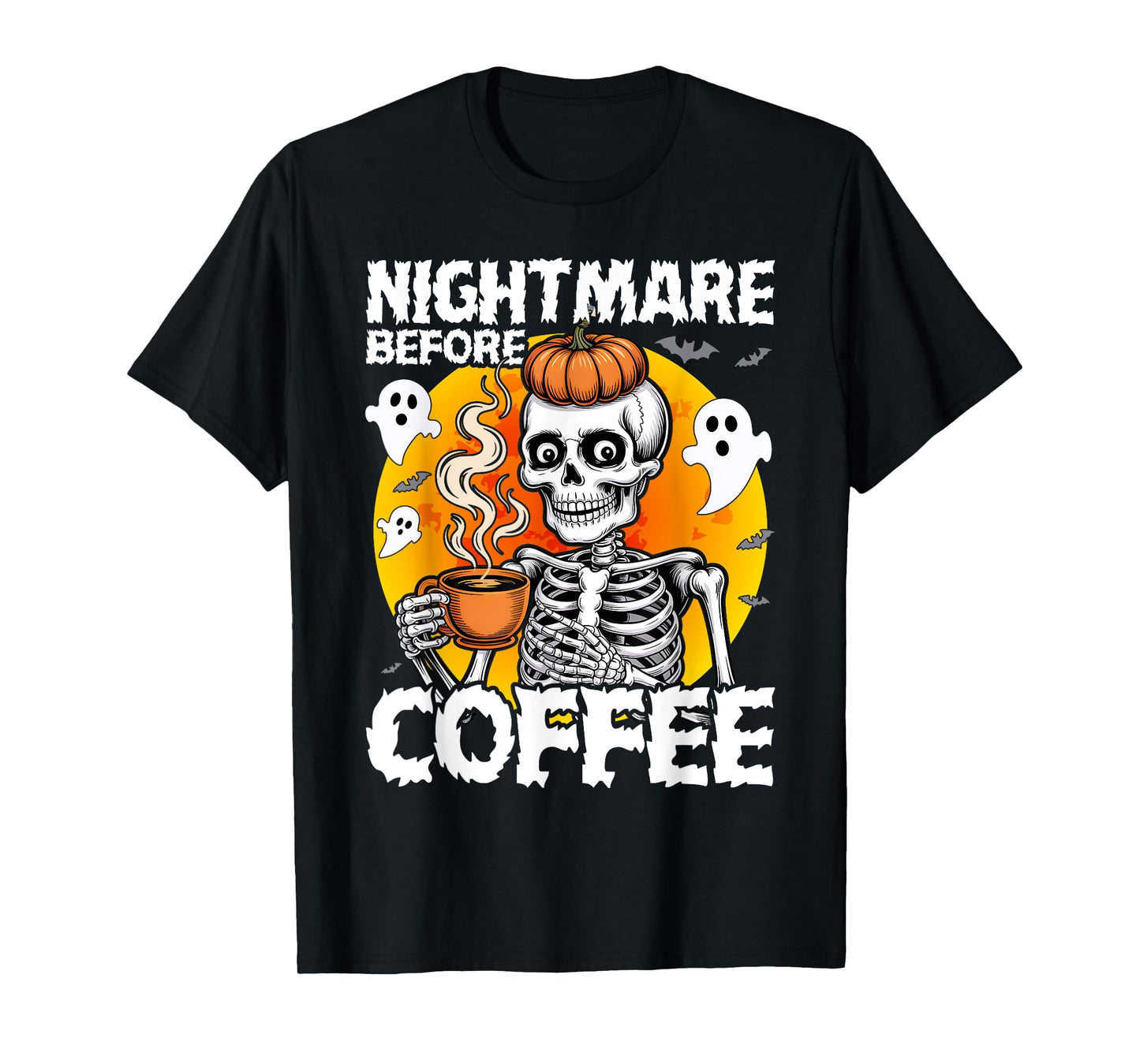 Nightmare Before Coffee Christmas Skeleton Funny Halloween T-Shirt