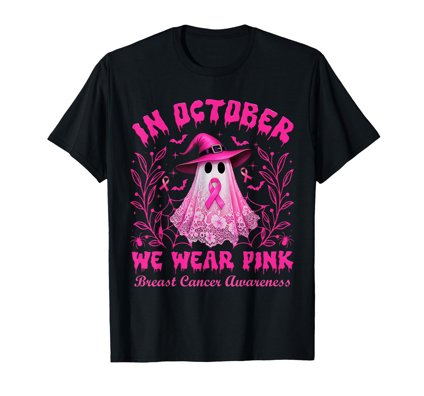 Breast Cancer Halloween Women in October We Wear Pink T-Shirt