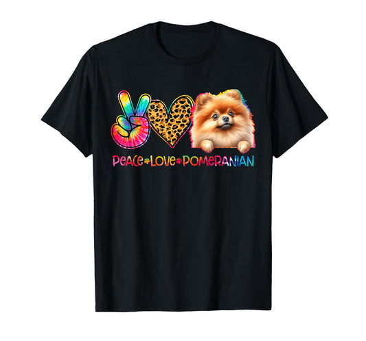 Peace Love Pomeranian Tie Dye Dog Lover T-Shirt