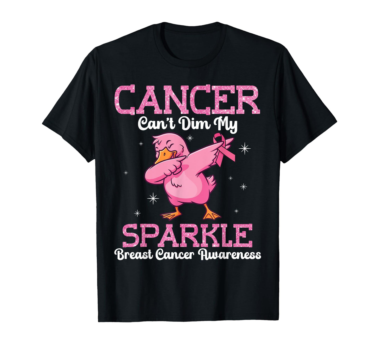 Duck Dabbing Cancer Can’t Dim Me Breast Cancer Awareness T-Shirt