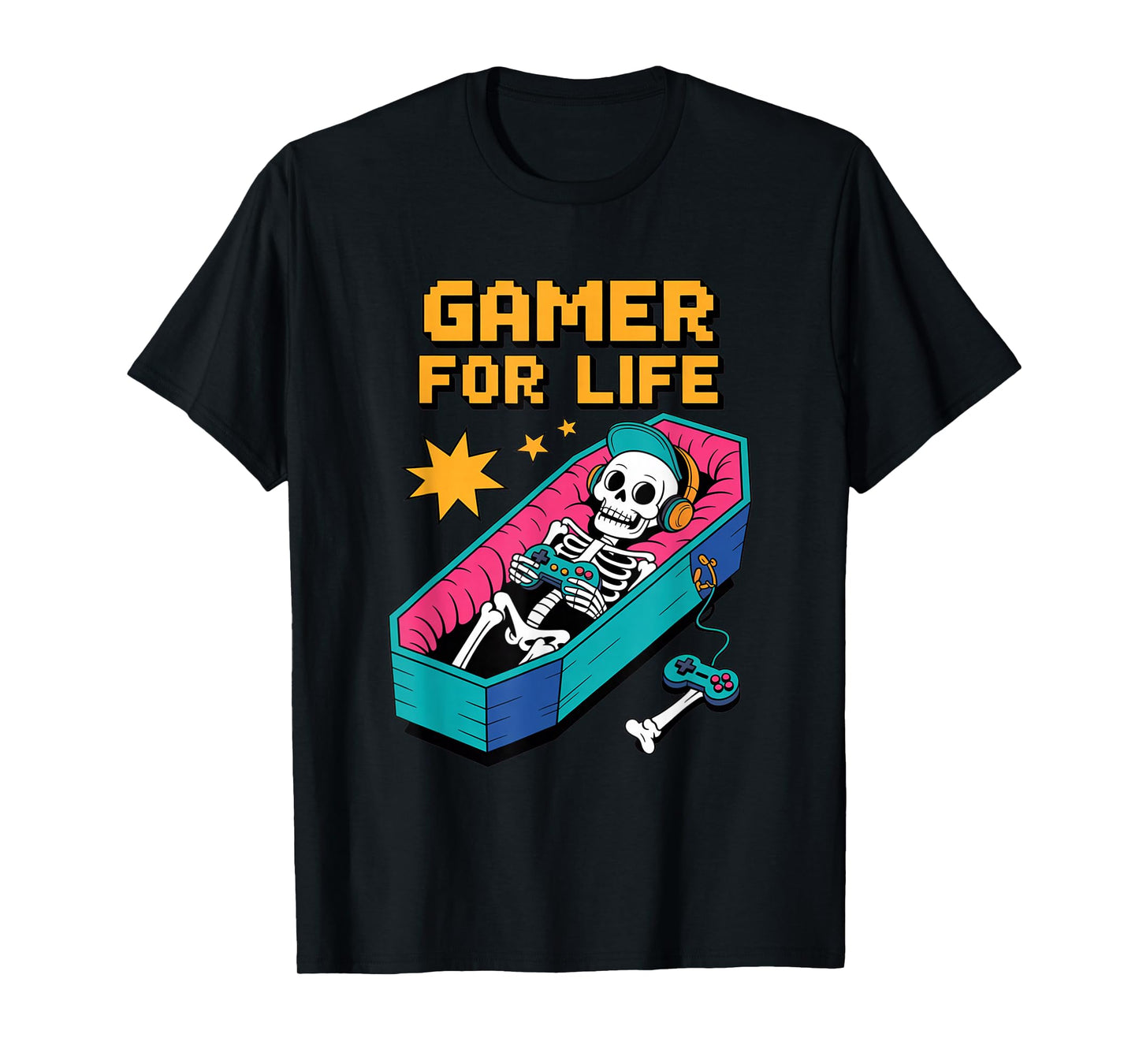 Funny Gamer Skeleton - Gamer for Life Video Game Gift T-Shirt