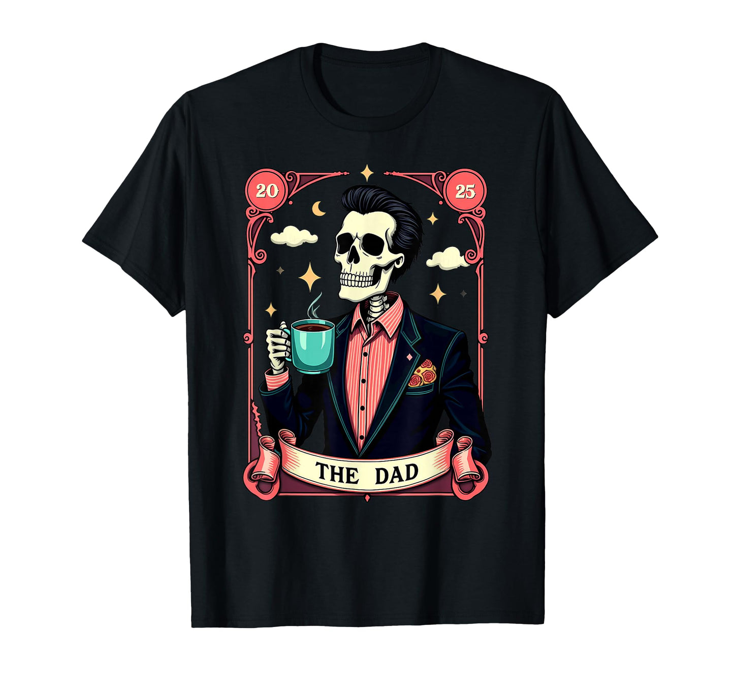 Retro Witch Dad Tarot Card Skeleton Halloween T-Shirt