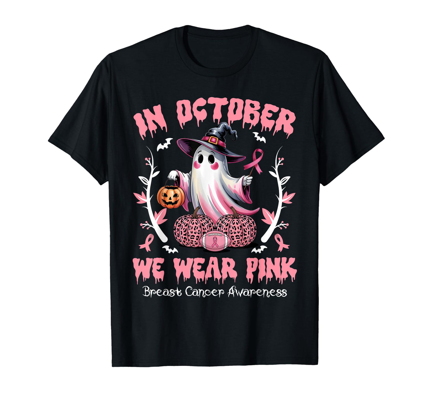 Breast Cancer Awareness Halloween in October We Wear Pink T-Shirt